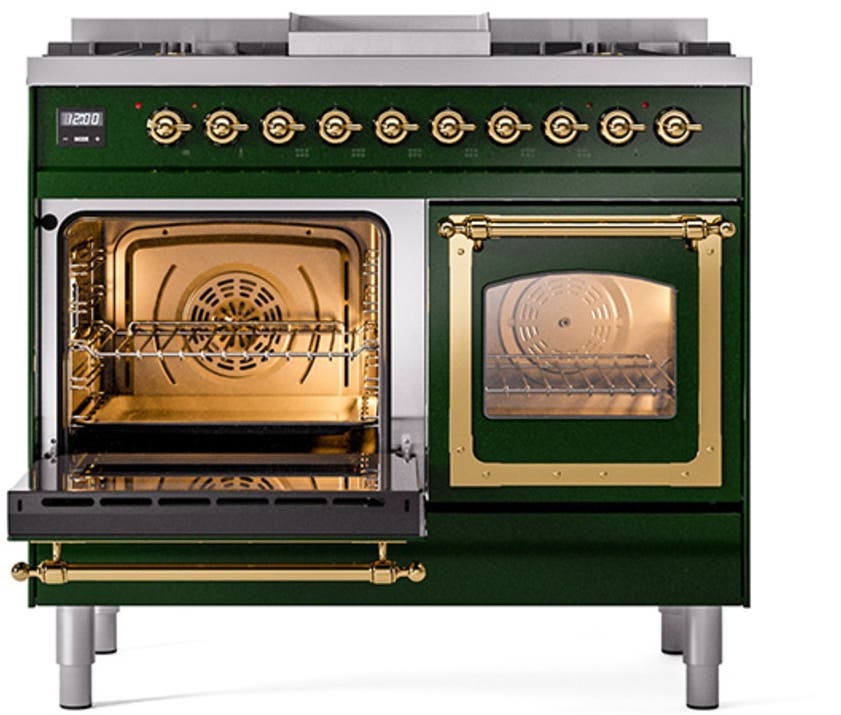Ilve UND40FNMPEGG Emerald Green With Brass Knobs, Natural Gas