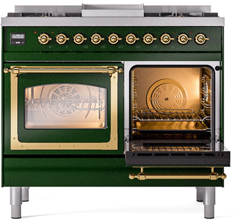 Ilve UND40FNMPEGG Emerald Green With Brass Knobs, Natural Gas