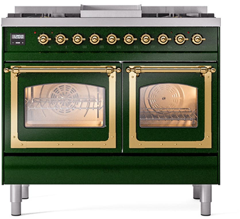 Ilve UND40FNMPEGG Emerald Green With Brass Knobs, Natural Gas