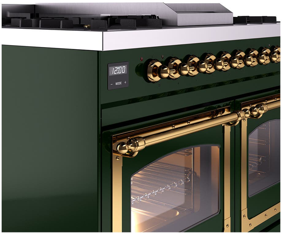 Ilve UND40FNMPEGGLP Emerald Green With Brass Knobs, Liquid Propane
