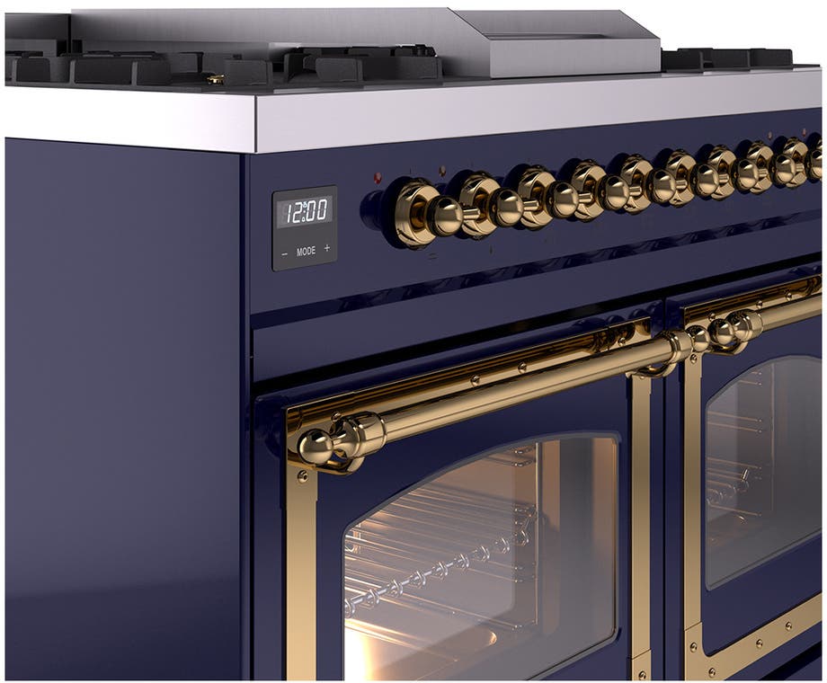 Ilve UND40FNMPMBGLP Midnight Blue With Brass Knobs, Liquid Propane