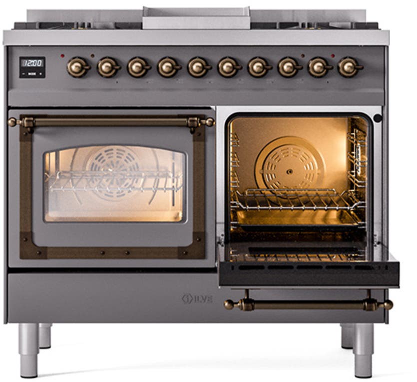 Ilve UND40FNMPMGB Graphite Matte With Bronze Knobs, Natural Gas