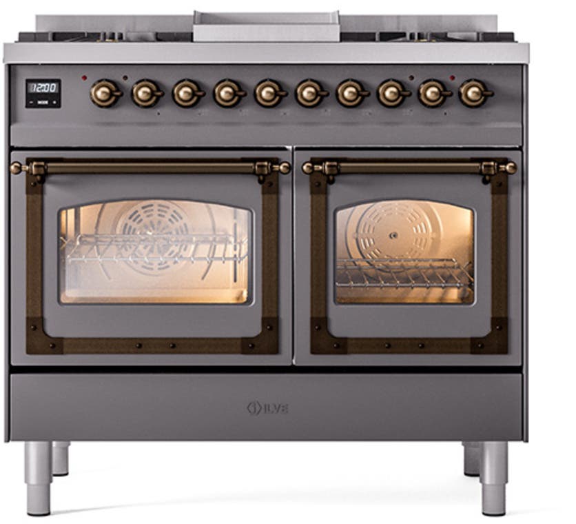Ilve UND40FNMPMGB Graphite Matte With Bronze Knobs, Natural Gas