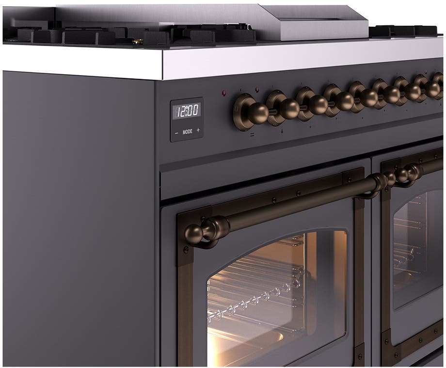 Ilve UND40FNMPMGB Graphite Matte With Bronze Knobs, Natural Gas