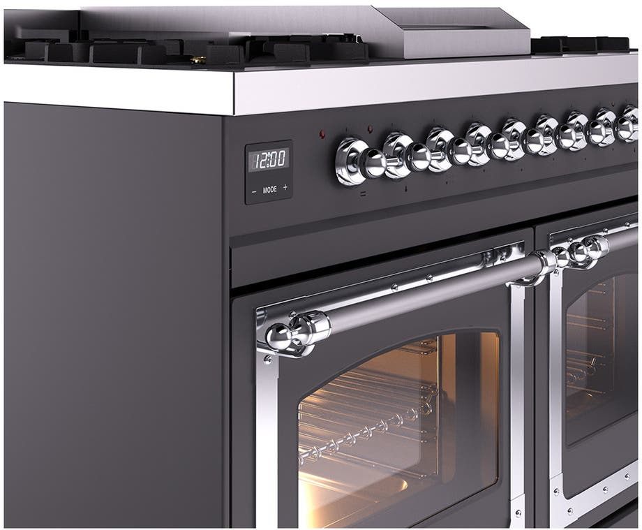 Ilve UND40FNMPMGCLP Graphite Matte With Chrome Knobs, Liquid Propane