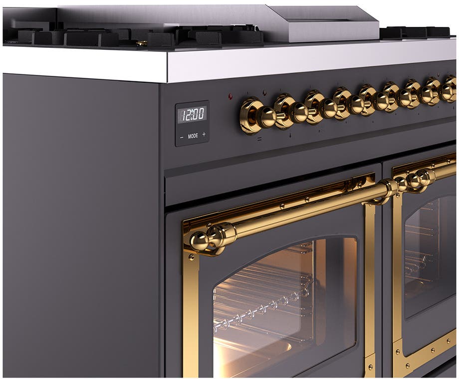 Ilve UND40FNMPMGG Graphite Matte With Brass Knobs, Natural Gas
