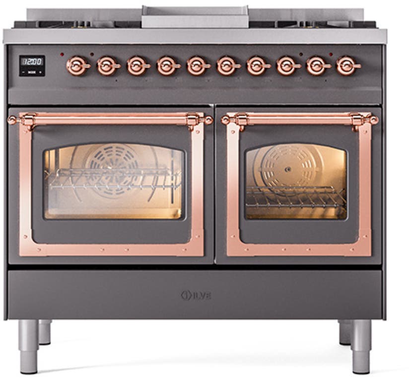 Ilve UND40FNMPMGP Graphite Matte With Copper Knobs, Natural Gas