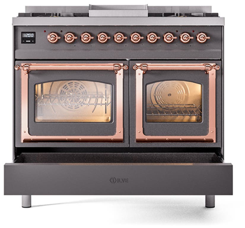 Ilve UND40FNMPMGPLP Graphite Matte With Copper Knobs, Liquid Propane