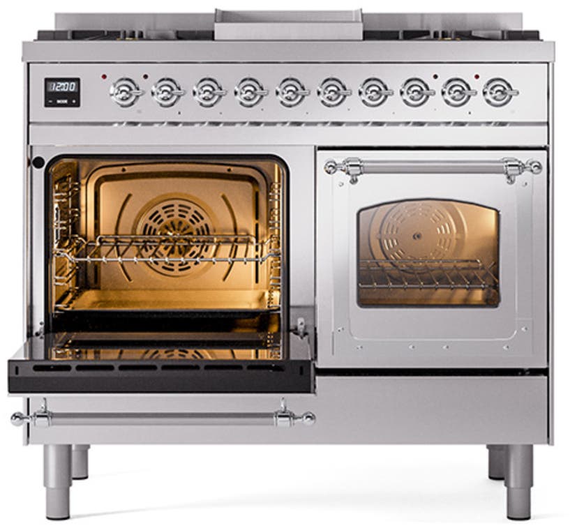Ilve UND40FNMPSSC Stainless Steel With Chrome Knobs, Natural Gas