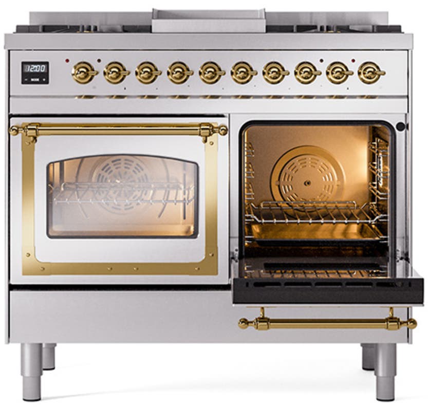 Ilve UND40FNMPSSGLP Stainless Steel With Brass Knobs, Liquid Propane