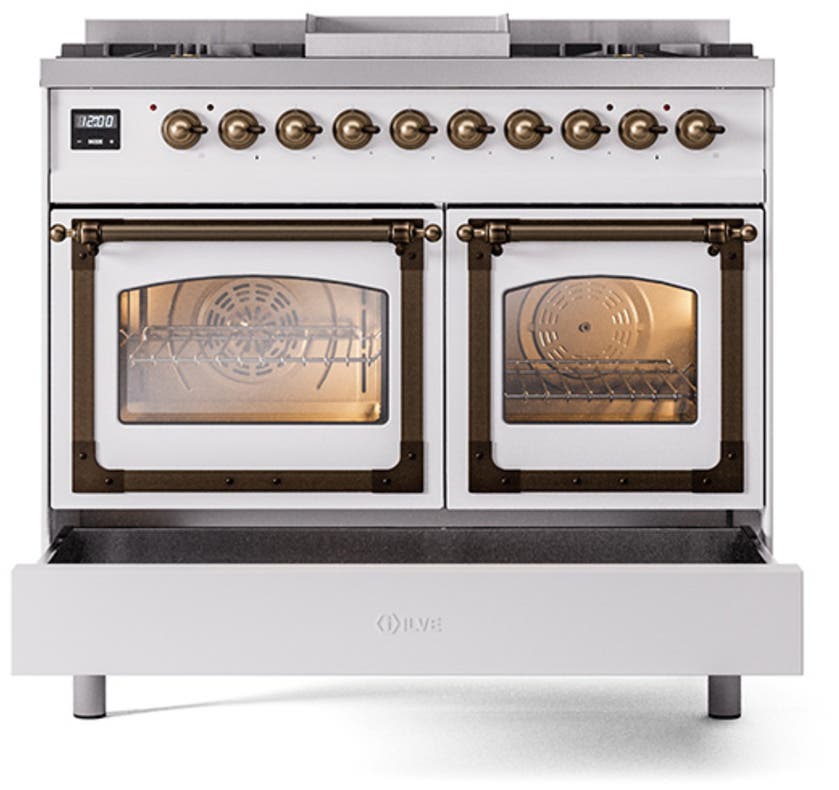 Ilve UND40FNMPWHBLP White With Bronze Knobs, Liquid Propane