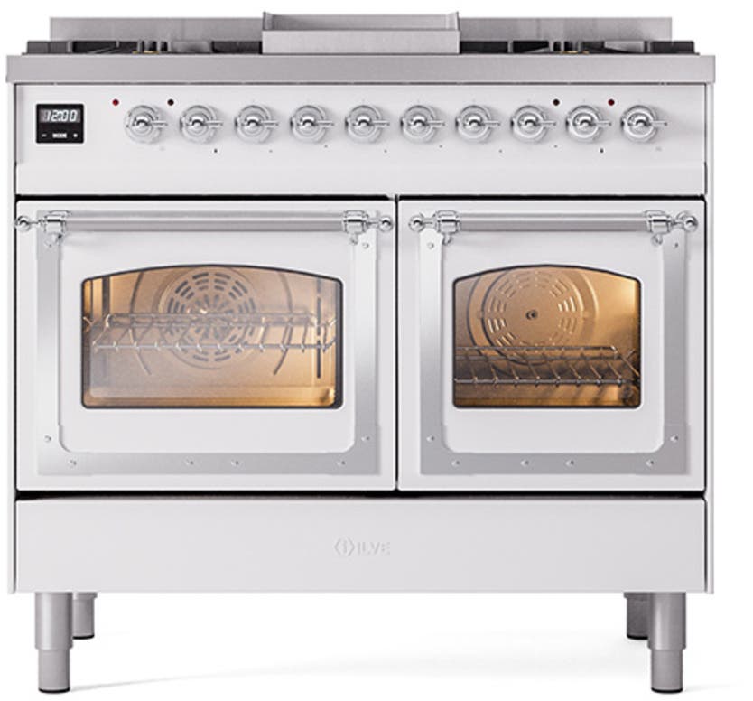 Ilve UND40FNMPWHC White With Chrome Knobs, Natural Gas