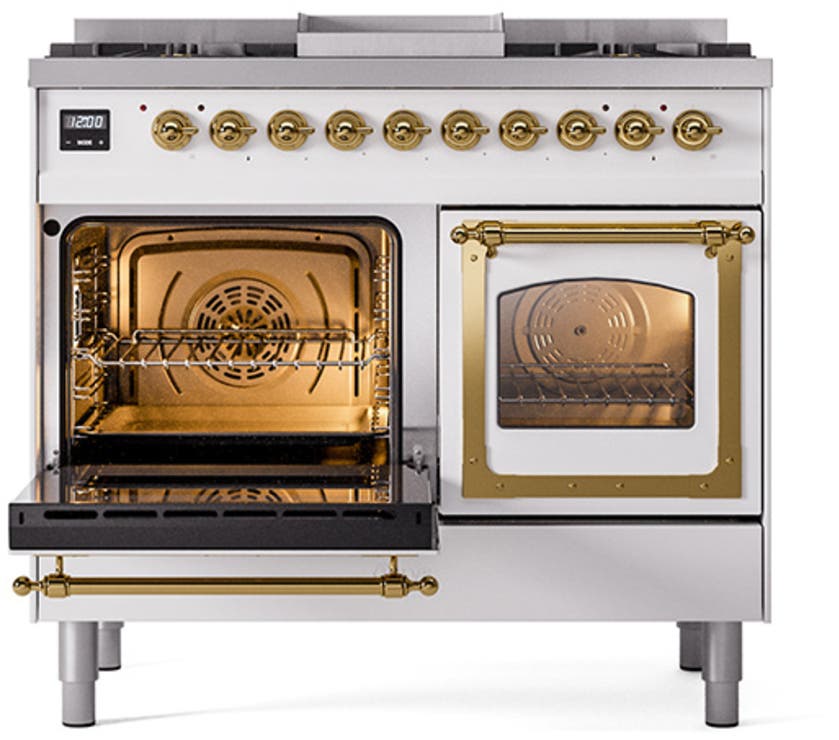 Ilve UND40FNMPWHGLP White With Brass Knobs, Liquid Propane