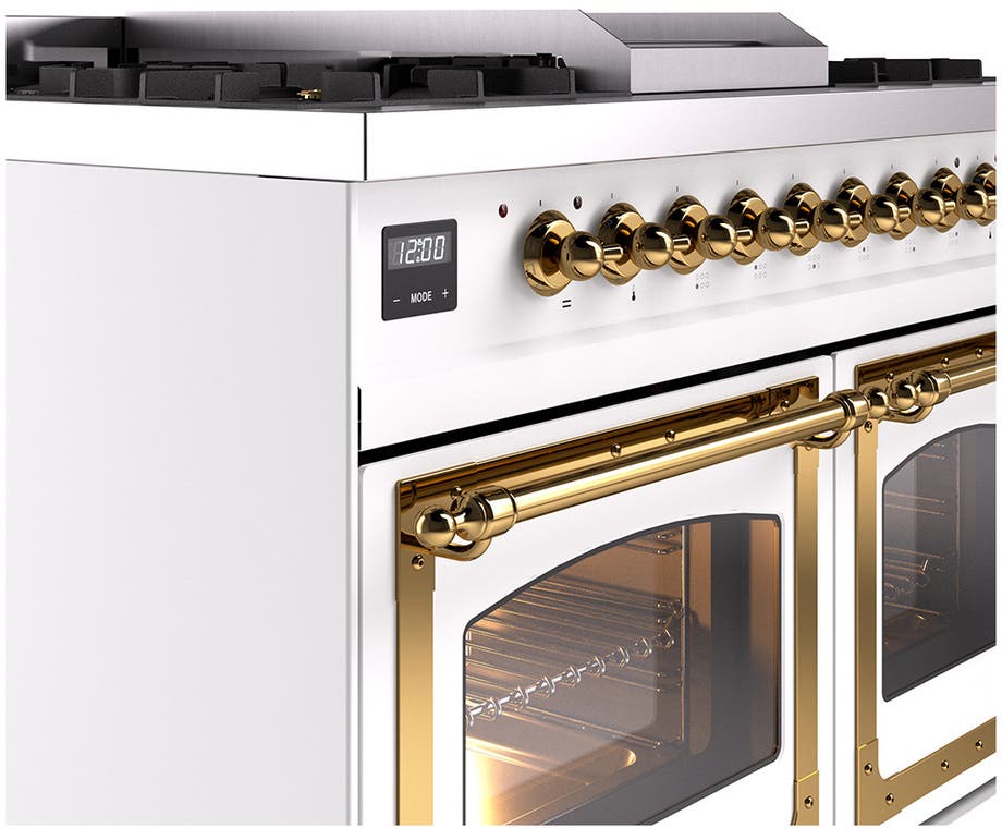 Ilve UND40FNMPWHGLP White With Brass Knobs, Liquid Propane