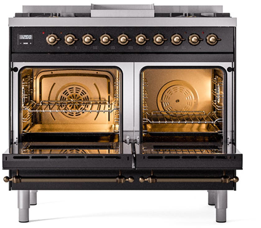 Ilve UND40FQNMPBKBLP Glossy Black With Bronze Knobs, Liquid Propane