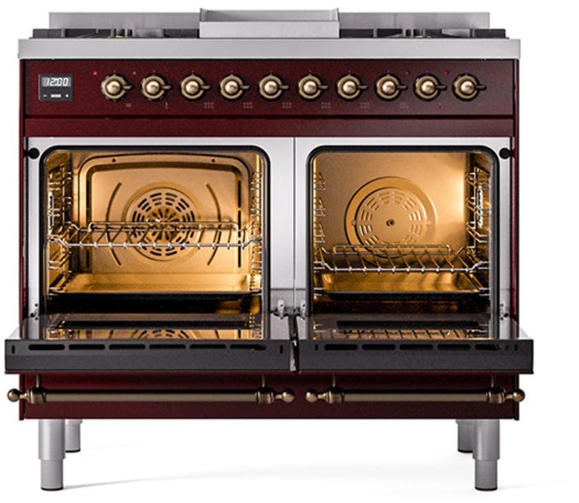 Ilve UND40FQNMPBUB Burgundy With Bronze Knobs, Natural Gas
