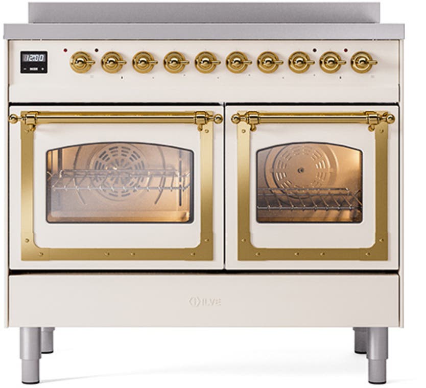 Ilve UNDI406NMPAWG Antique White With Brass Knobs