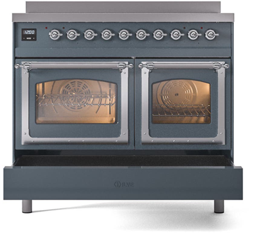 Ilve UNDI406NMPBGC Blue Grey With Chrome Knobs