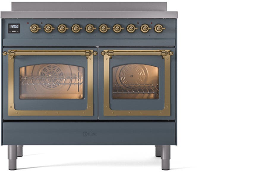 Ilve UNDI406NMPBGG Blue Grey With Brass Knobs