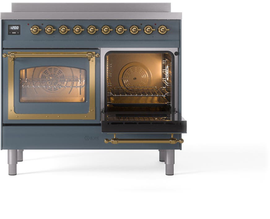 Ilve UNDI406NMPBGG Blue Grey With Brass Knobs