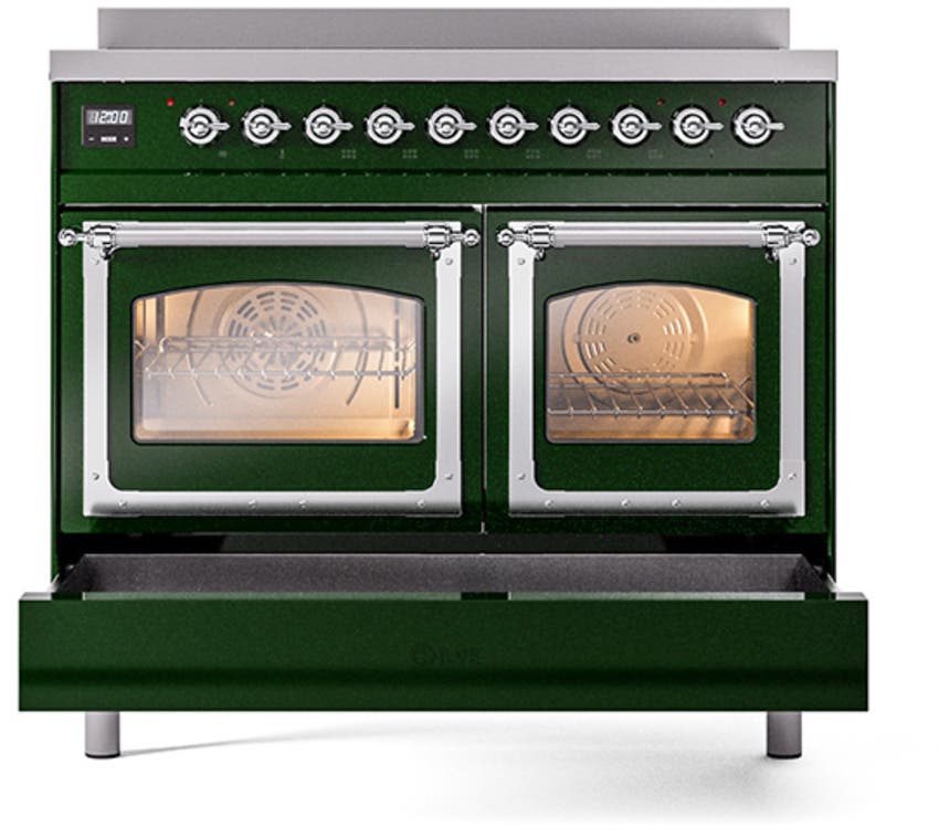 Ilve UNDI406NMPEGC Glossy Black With Chrome Knobs