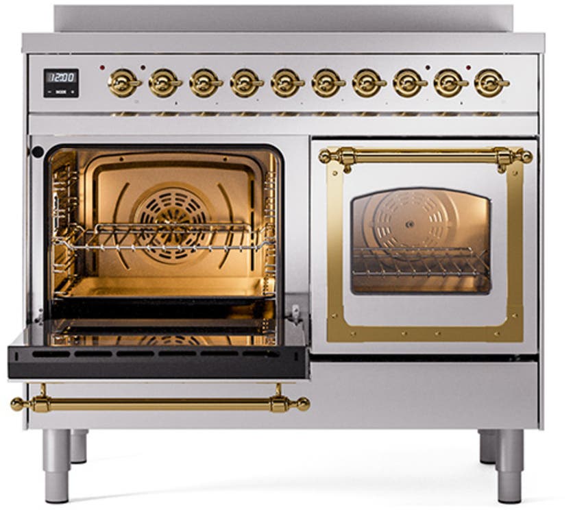 Ilve UNDI406NMPSSG Stainless Steel With Brass Knobs