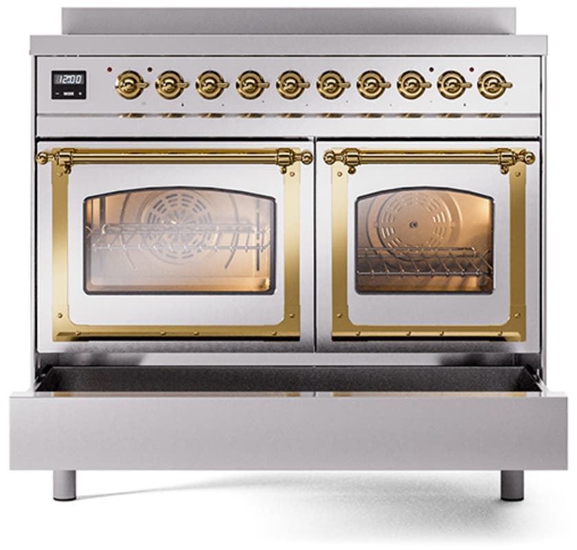 Ilve UNDI406NMPSSG Stainless Steel With Brass Knobs