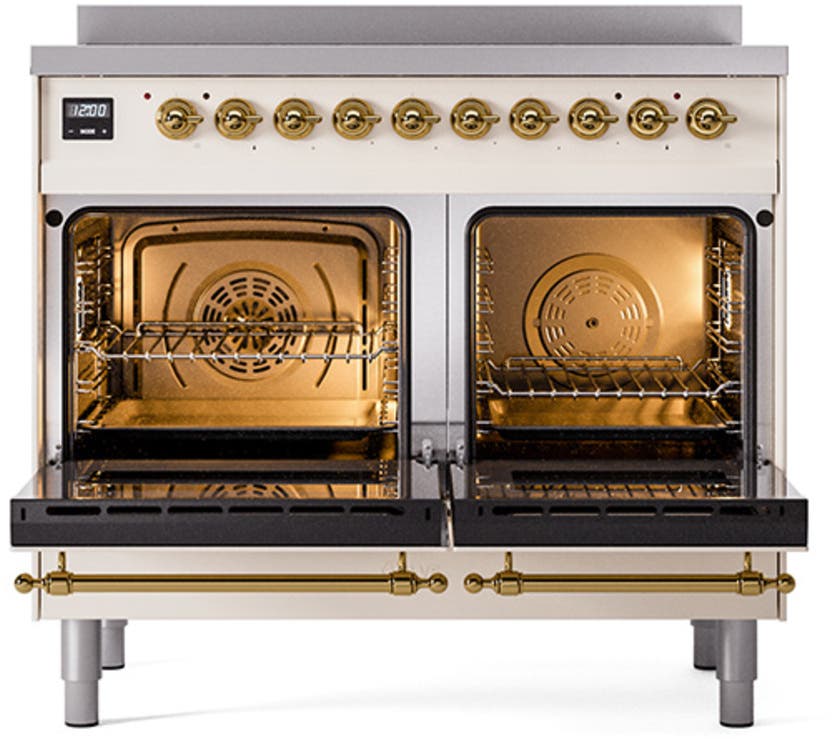 Ilve UNDI406QNMPAWG Antique White With Brass Knobs