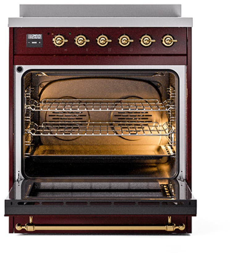 Ilve UNI304QNMPBUG Burgundy With Brass Knobs