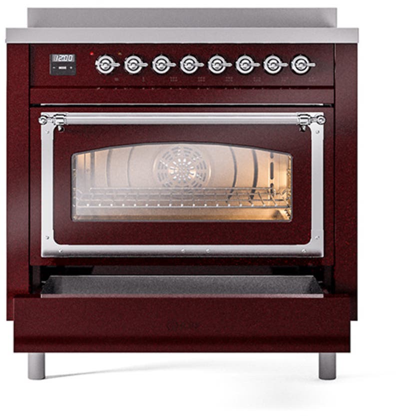 Ilve UNI366NMPBUC Burgundy With Chrome Knobs