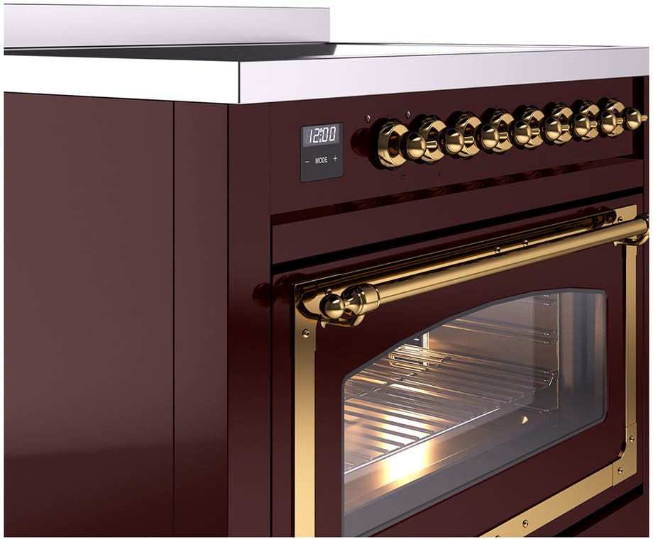Ilve UNI366NMPBUG Burgundy With Brass Knobs