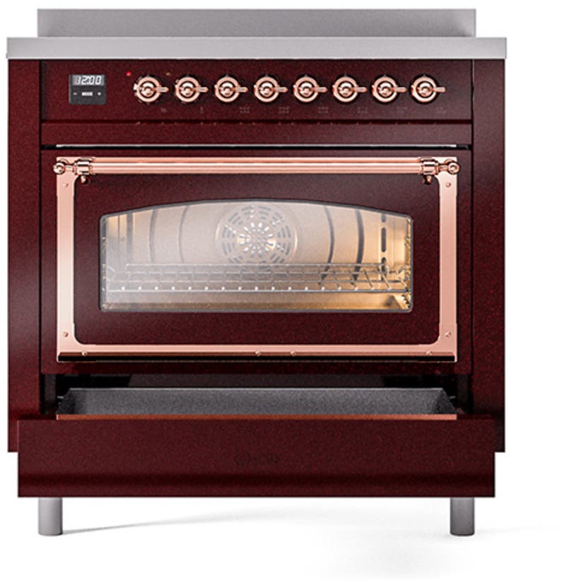 Ilve UNI366NMPBUP Burgundy With Copper Knobs