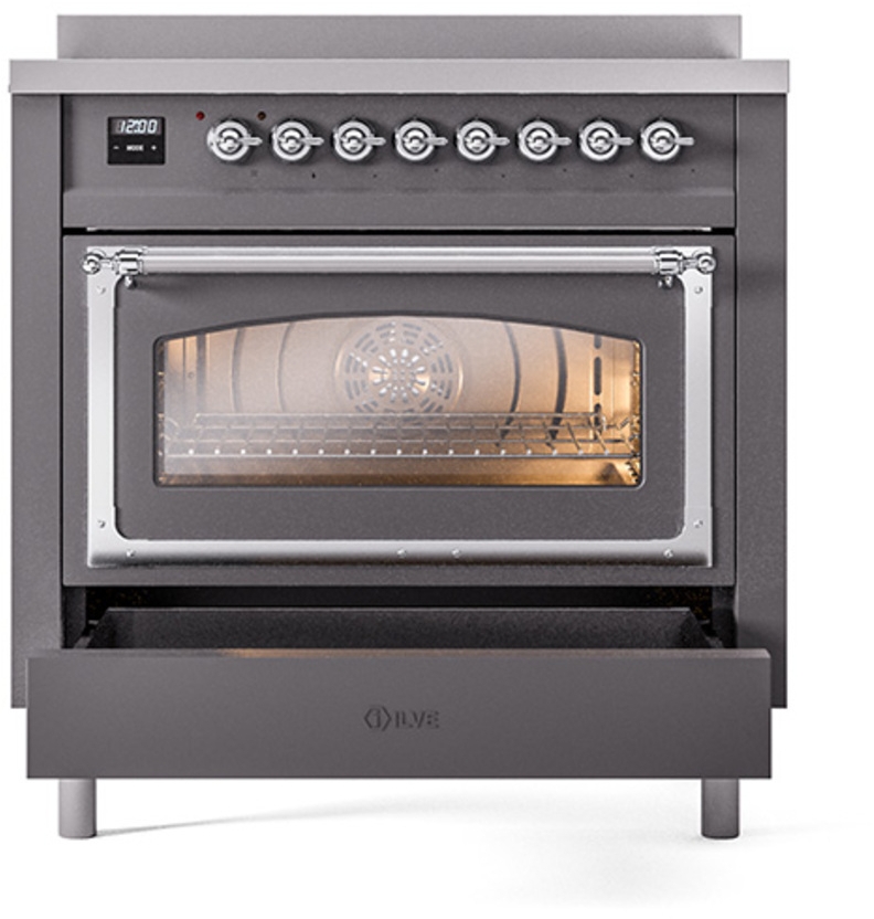 Ilve UNI366NMPMGC Graphite Matte With Chrome Knobs