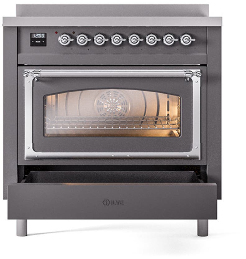 Ilve UNI366NMPMGC Graphite Matte With Chrome Knobs