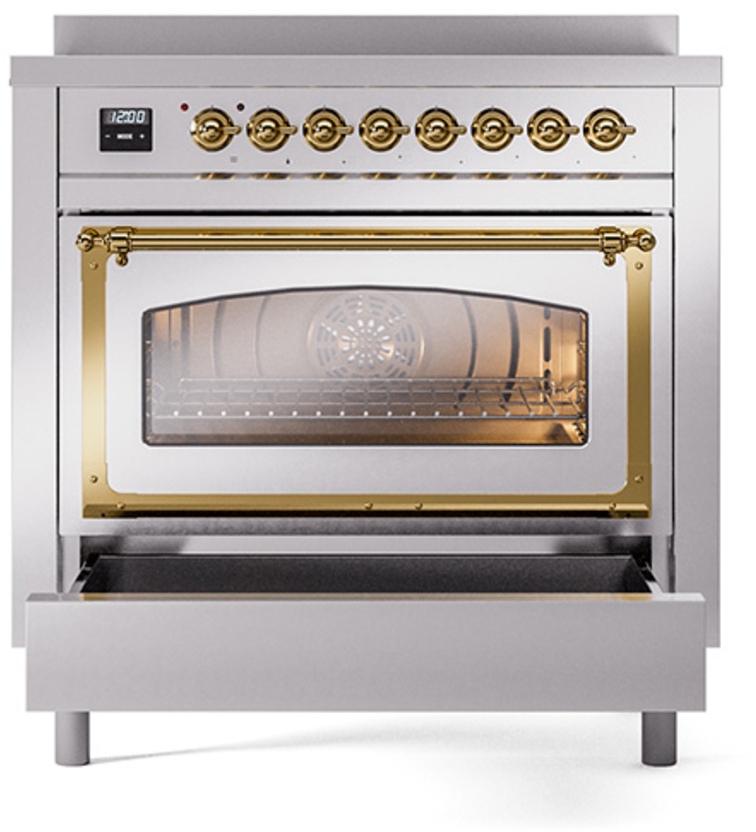 Ilve UNI366NMPSSG Stainless Steel With Brass Knobs