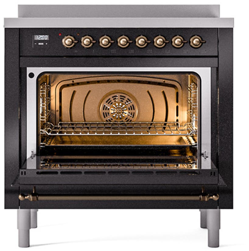 Ilve UNI366QNMPBKB Glossy Black With Bronze Knobs