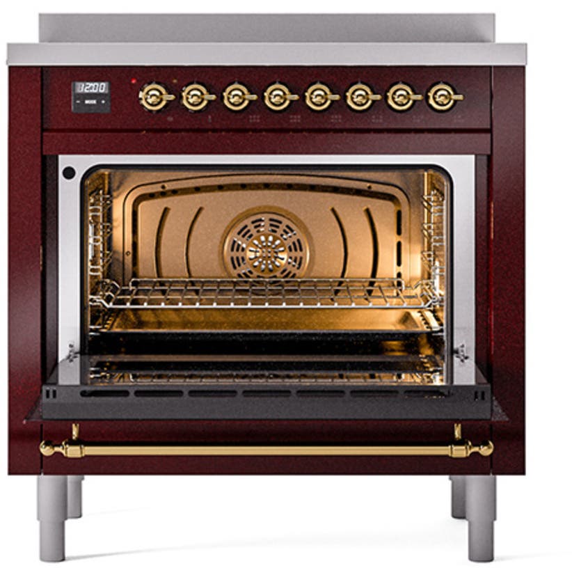 Ilve UNI366QNMPBUG Burgundy With Brass Knobs