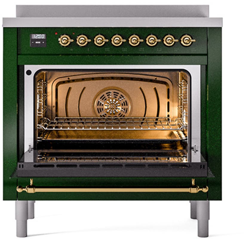 Ilve UNI366QNMPEGG Emerald Green With Brass Knobs
