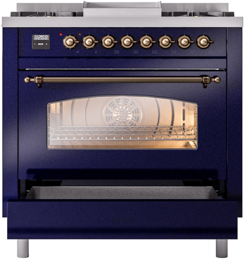 Ilve UP36FNMPMBBLP Midnight Blue With Bronze Trim, Lp