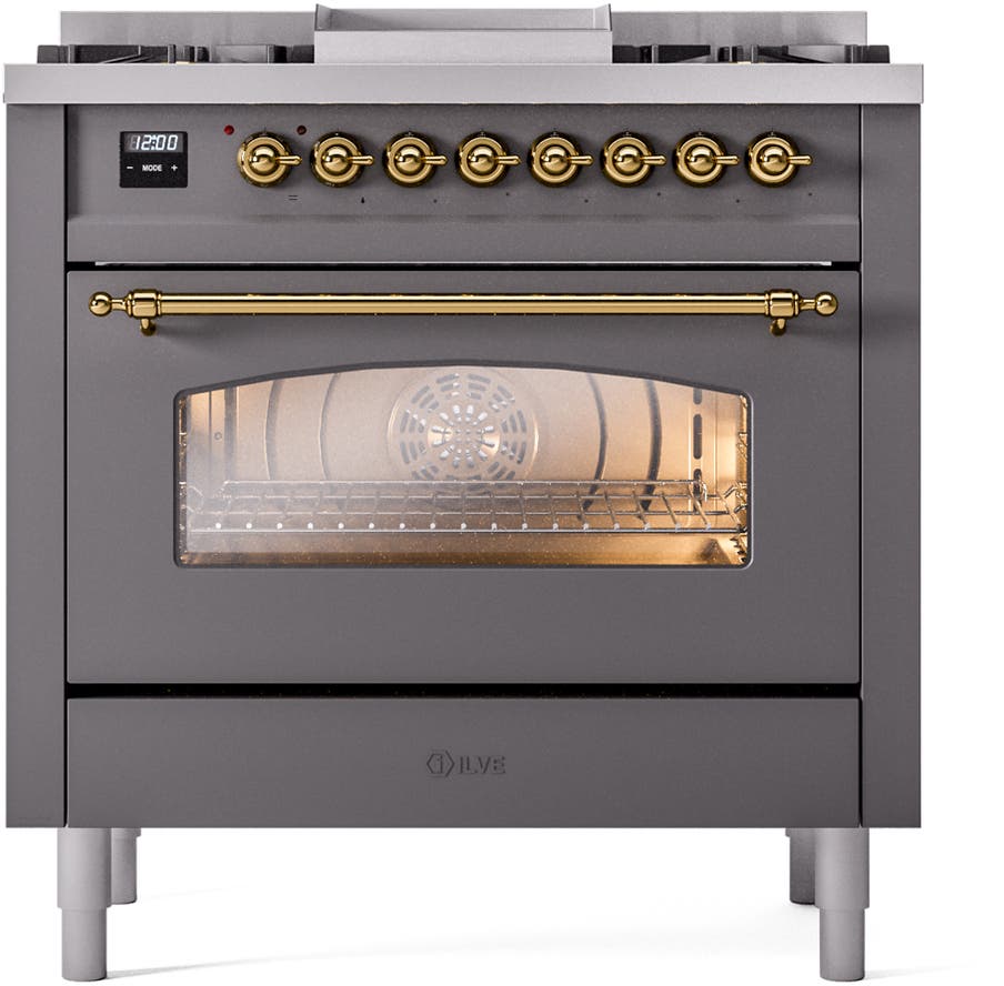 Ilve UP36FNMPMGGLP Matte Graphite, Brass Trim