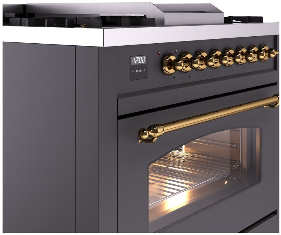 Ilve UP36FNMPMGGLP Matte Graphite, Brass Trim