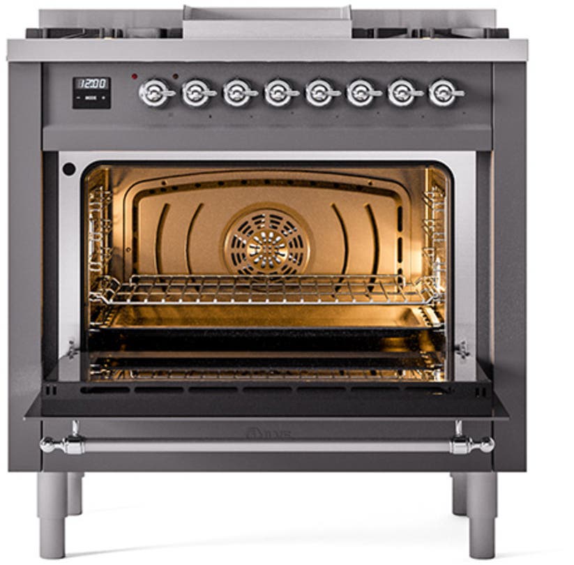 Ilve UP36FQNMPMGC Graphite Matte With Chrome Trim