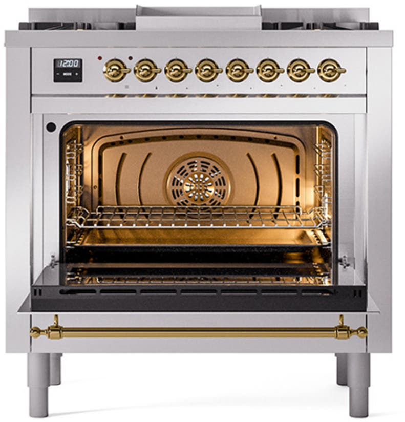 Ilve UP36FQNMPSSG Stainless Steel With Brass Trim