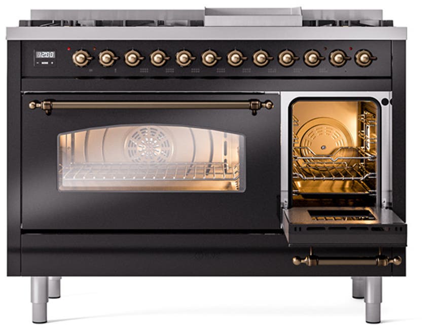 Ilve UP48FNMPBKBLP Glossy Black With Bronze Trim, Lp