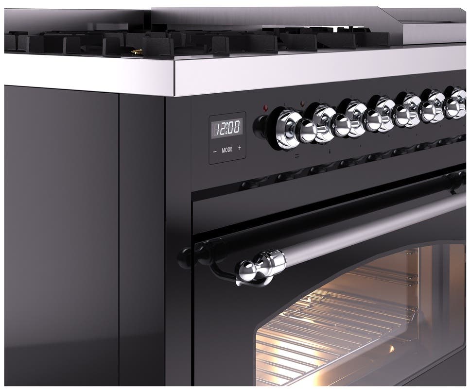 Ilve UP48FNMPBKCLP Glossy Black With Chrome Trim, Lp