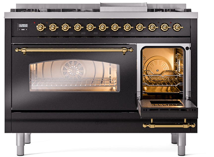 Ilve UP48FNMPBKGLP Glossy Black With Brass Trim, Lp