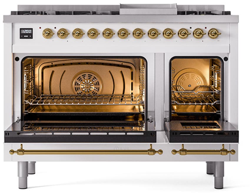 Ilve UP48FNMPRAGLP Ral Custom Color With Brass Knobs, Liquid Propane