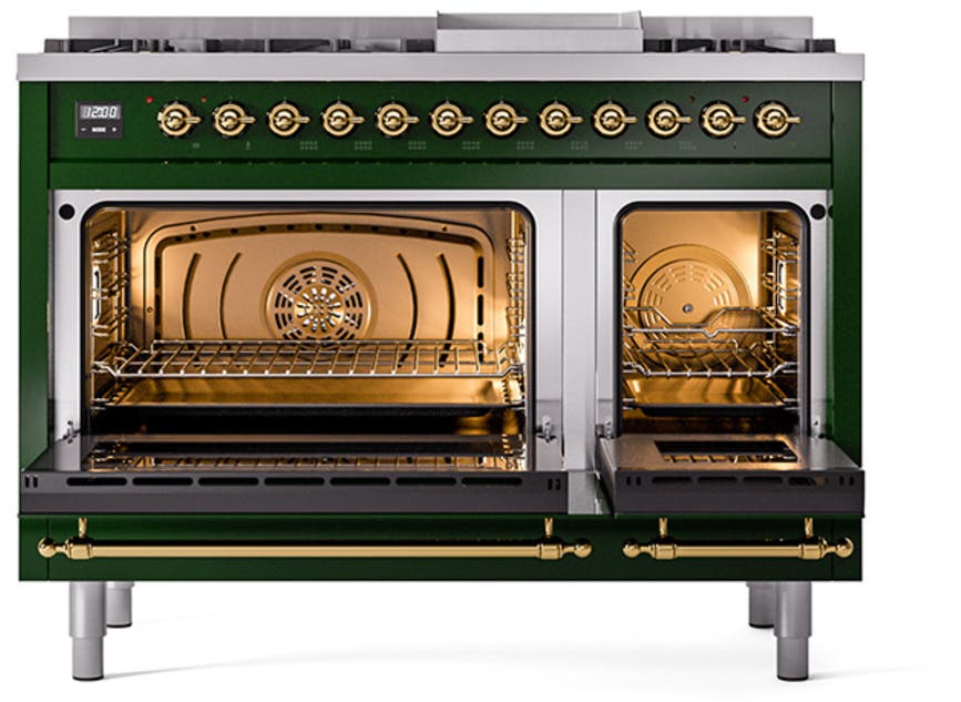 Ilve UP48FQNMPEGG Emerald Green With Brass Trim