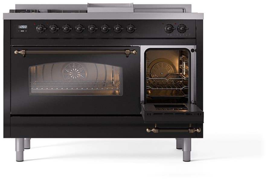 Ilve UP48FSNMPBKBLP Glossy Black With Bronze Trim, Lp