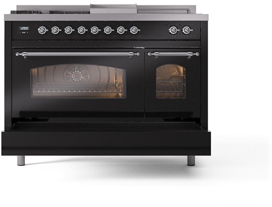 Ilve UP48FSNMPBKCLP Glossy Black With Chrome Trim, Lp